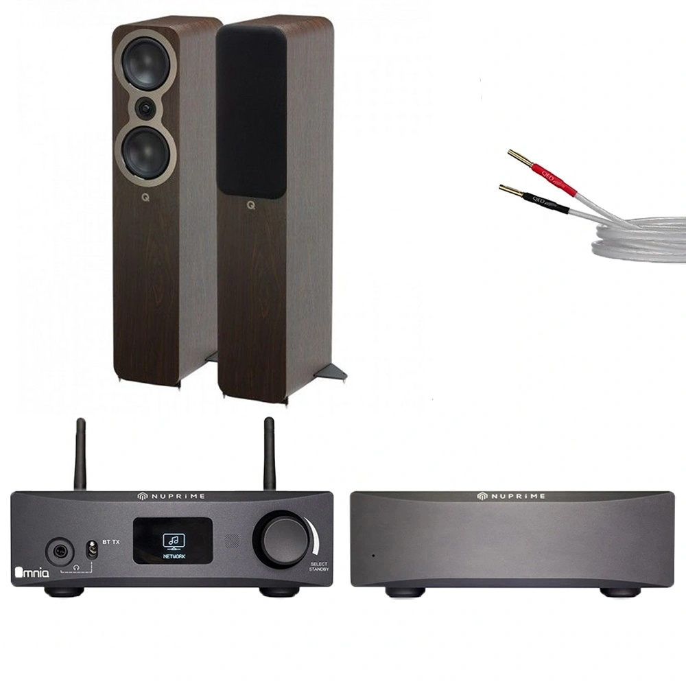 NuPrime Omnia WR2, STA100 Set - Q Acoustics 3050c Walnut - QED XT25 3M. Hi-Fi Müzik Sistemi
